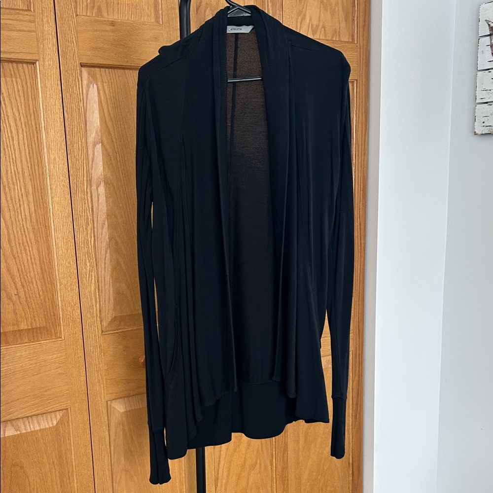 Athleta Black Open Front Cardigan Sweater